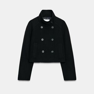 New Zara cropped double breasted jacket in black - small